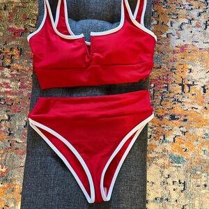 LainSnow Red and White Bikini Set